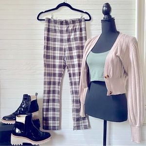 90’s Style Tan Plaid Skinny Ankle Pant